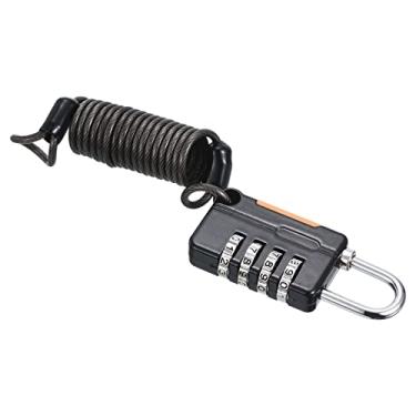 Imagem de PATIKIL Pacote com 1 cadeado de combinação de 4 dígitos, cadeado de capacete, trava de armário de academia com fio de aço de segurança flexível de 9 metros para bagagens de viagem, preto