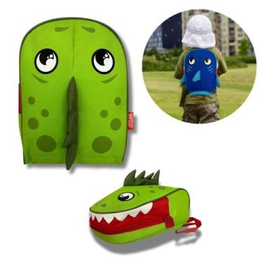 Imagem de Mochila Escolar Infantil De Costas Maternal Creche 3d Dinossauro Tubar