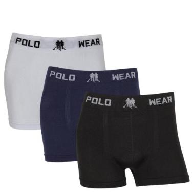 Imagem de Kit 3 Cuecas Boxer Polo Wear Microfibra Sem Costura Elastano, Branco, 