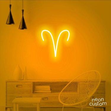 Imagem de luminaria letreiro Neon Led Signo Áries 80x80 luminoso decoração p/ se