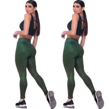 Imagem de Kit 2 Calças Legging Feminina 3 D fitness levanta Empina Bumbum -Cintu