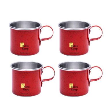 Imagem de Kit 4 Canecas Coloridas Xícaras Retrô Em Alumínio Café Chá - DI ALUMÍN