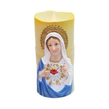 Imagem de Sagrado Coração De Maria Luminária Vela 17.5cm - Enfeite Resina - Gené