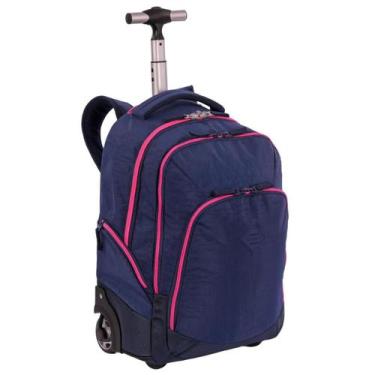 Imagem de Mochila Carrinho Rodinhas Grande Rolling Crinkle Sestini, Azul neon, 0