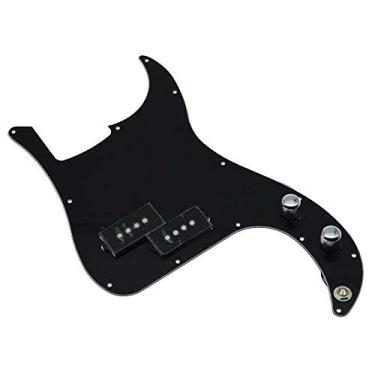 Imagem de KAISH Palheta de baixo pré-cabeada para baixo P Bass Pickguard para Precision P Bass Black 3 Ply