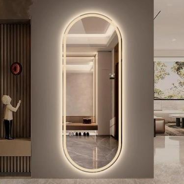 Imagem de Espelho jateado Oval Iluminado com led quente - 60x150cm - Woodglass