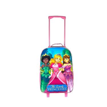 Imagem de Conjunto Mochila Escolar Infantil Princesas Rodinhas Rosa