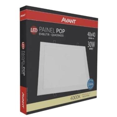 Imagem de Painel de Led Plafon Embutir Quadrado 30W 40x40cm Alumínio Branco Avan