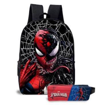 Imagem de Kit Mochila com Estojo Escolar Infantil do Homem Aranha Menino  - Use 