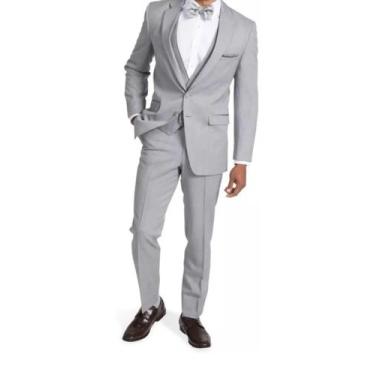 Imagem de Terno Microfibra Slim Masculino Social Cinza Claro - Paleto+Calça Terr