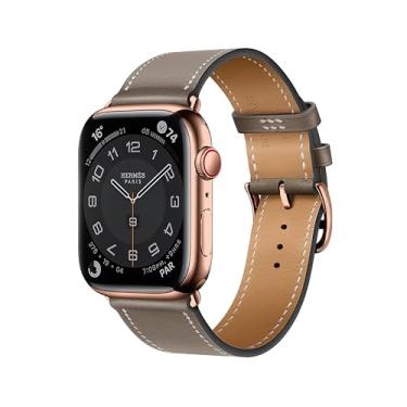 Imagem de DONEGANI Pulseira de couro LB1 para Apple Watch Se Ultra 2 de 40 mm, 44 mm, 46 mm, 42 mm, 45 mm, 41 mm, 38 mm, 49 mm, séries 10, 9, 8, 7, 6, 5, 4 e 3, 3, de concreto para Apple Watch