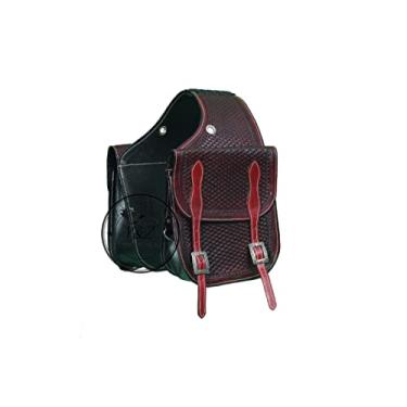 Imagem de Y&Z Bolsa clássica de couro ocidental - média - marrom escuro, acabamento áspero antigo, bolsa de sela de cavalo importada premium com ferragens de aço inoxidável, acessório equestre elegante para