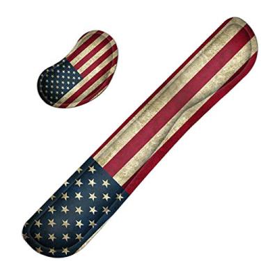 Imagem de Conjunto de suporte de almofada de pulso e mouse para teclado de jogos Mesforço Inc – Base antiderrapante ergonômica durável, Usa Flag