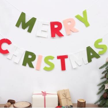 Imagem de Agkvw Faixa de Feltro de Feliz Natal - Guirlanda de Feltro de Natal para Lareira, Decoração de Natal, Decoração de Lareira de Natal