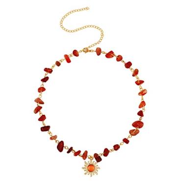 Imagem de Sacina Colar gótico boho y2k lua, colar de estrela, colar de sol, colar gótico, colar gótico, colar de Halloween, presente de Natal de ano novo para mulheres, Aço inoxidável, Pedra natural