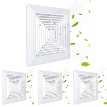 Imagem de Flowild 4 peças 12x12 capa de ventilador de banheiro com molas - grade de substituição para exaustores quadrados de teto ou parede, capa de ventilador de teto, desviador de ar e difusor de ar de teto