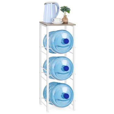 Imagem de Suporte para garrafa de água de 15 litros com prateleiras de armazenamento, suporte de garrafa de água de 3 níveis, rack de armazenamento com refrigerador de água para cozinha, sala de estar,