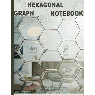 Imagem de hexagonal graph notebook: Horizontal Aligned Hex Grid Pattern for Drawing Organic Chem Structures or Map Tiles Maker120 Pages Paperback