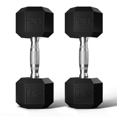 Imagem de GRETERST Conjunto de halteres hexagonais revestidos de borracha para exercícios e fitness para exercícios de ginástica em casa, treinamento de força, conjunto de 2, preto, 9 kg