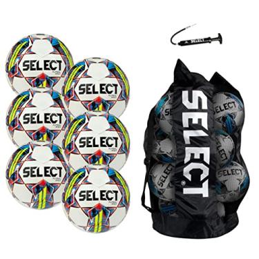 Imagem de SELECT Bola de Futsal Jinga V22, pacote com 6 bolas com bolsa de bola esportiva e bomba de mão, branca, sênior