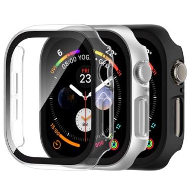 Imagem de Adorve [Pacote com 3] Capa de vidro temperado para Apple Watch protetor de tela 46 mm série 11 10, capa rígida de policarbonato proteção geral anti-arranhões para iWatch 46 mm acessórios, preto