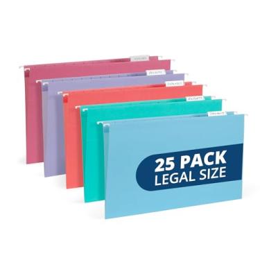 Imagem de Pastas de arquivo suspensas Blue Summit para organização, tamanho ofício, tons de pedras sortidas – Pacote com 25