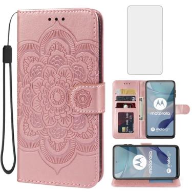 Imagem de Bohefo Capa para Moto G23/Moto G13/Moto G53/G53J/G53Y XT2333 Capa carteira com protetor de tela de vidro temperado, capa de couro mandala, suporte para cartão de crédito, suporte para Motorola Moto