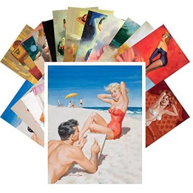 Imagem de PIXILUV Pinup Postcard Pack 24 peças Pinup Girls in Sexy Lingerie Vintage Man Revistas Pinup