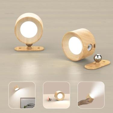 Imagem de Luminária de LED de parede Koopala com bateria recarregável, 2 un., 3 níveis de brilho e 3 temperaturas de cor, removível, arandela magnética com rotação 360°, sem fio, leitura de cabeceira