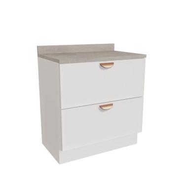 Imagem de Balcão 2 Gavetões 80cm com Tampo Arizona Cabecasa Madeiramadeira Branco/Cobre