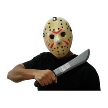 Imagem de Kit Fantasia Jason Voohers Sexta Feira 13 Máscara Hoquei Envelhecida Cosplay Adulto Halloween Anime Terror