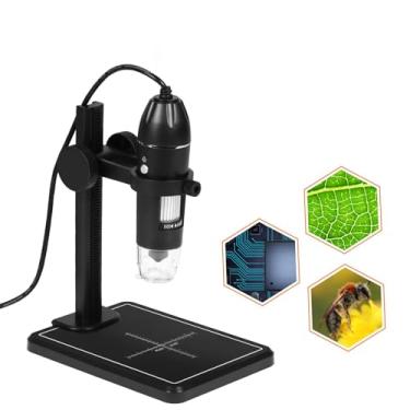 Imagem de Microscópio Digital 1600X, Microscópio Digital Portátil Com Suporte Ajustável, Microscópio USB 8 Luzes LED Ajustáveis, Câmera de Microscópio Digital USB para Telefone PC
