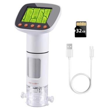 Imagem de Koolertron Microscópio digital portátil de 5 cm com tela LCD, microscópio de bolso com cartão de 32 G para crianças e adultos, ampliação HD de 50 x 1000 x para moedas/placa de circuito/observação
