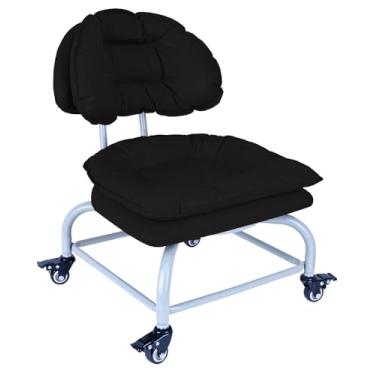 Imagem de Vapaa taide Cadeira De Rodas Com Encosto E Freios Vapaa Taide Cadeira De Rodas Para Serviços Pesados Com Rodas Para Casa, Escritório, Garagem, Mecânico, Piso, Loja De Limpeza, Preto