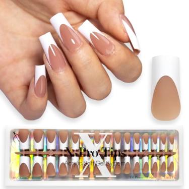 Imagem de SXC Unhas Postiças Cosmetics French Tip Press On Brown Medium Square 150 Peças Em 15 Tamanhos Ultra Fit Com Primer E Base Pré-Aplicados, Sem Necessidade De Lixar Unhas Postiças Para Nail Art Diy X-P