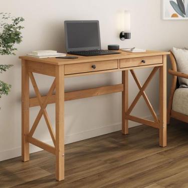 Imagem de Mesa Escritório Com Gaveta Pés em X Madeira Freijó Adrian - IDIMEX