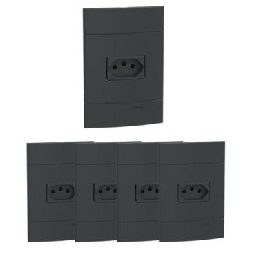 Imagem de Kit 5 conjunto de tomada 10a grafite up schneider