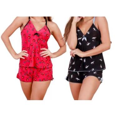 Imagem de Kit 2 Baby Doll Pijamas Feminino Calor Fresquinho Liganete - DANI LING
