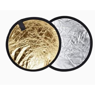 Imagem de Refletores de iluminação 2 em 1 redondos dobráveis portáteis para fotografia refletor retrato natureza morta luz de preenchimento (60 cm dourado + argentado)