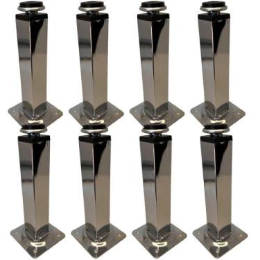 Imagem de Kit 08 Pés Metal Cromado Regulável Quadrado 15 cm Para Armário M03 Bal