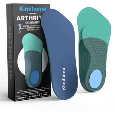 Imagem de Kimihome Palmilhas para fascite plantar no calcanhar, alívio da dor, órteses, 3/4, inserções de suporte para artrite, aliviam a dor da artrite, agravamento geral do calcanhar para botas de trabalho