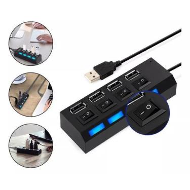 Imagem de Regua Cabo Hub Usb 2.0 De 4 Portas Rápidas Extensão Usb Pc - OEM