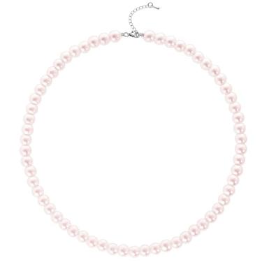 Imagem de Aleasha Colar de pérolas de vidro falso branco preto 4 mm 6 mm 8 mm 10 mm pérola joia de casamento para mulheres, 8mm, Vidro, Pérola sintética