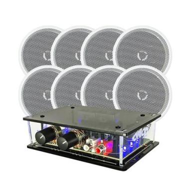 Imagem de Kit Receiver Rca + 4 Pares Arandelas Som Coaxial 70w Branco - ORION