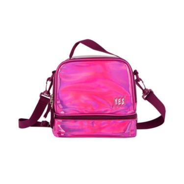 Imagem de Lancheira E Bolsa Com Alça 2 Divisórias Pink Holo Yes