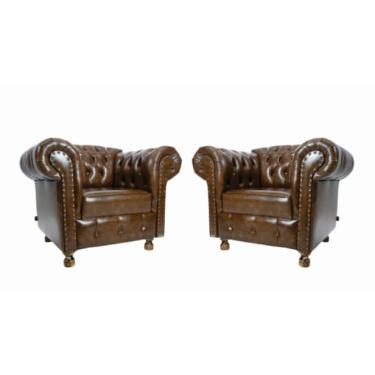 Imagem de Duas Poltronas Decorativa Chesterfield Luís Xv Capitonê Clássica - Corano Marrom
