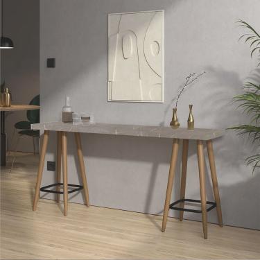 Imagem de Mesa Aparador Buffet Balcão Andy 170 cm Pé Palito Rústico Tampo 100% mdf Marmorizado Ci...
