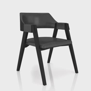 Imagem de Cadeira Sala de Jantar e Jogos Carteados Madeira Maciça Poker pu Grafite/Preto G42 - Gran Belo