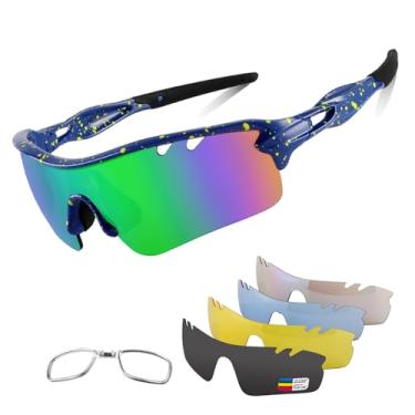 Imagem de Óculos de sol esportivo polarizado, masculino e feminino, com 5 lentes intercambiáveis para corrida, beisebol, golfe, ciclismo e outras atividades
