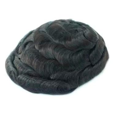 Imagem de Prótese Capilar Masculina Castanho Escuro 1B - Cabelo Humano Natural - Base Skin Ultra Realista (20x25)